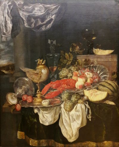 Large Still Life with Lobster by Abraham van Beijeren